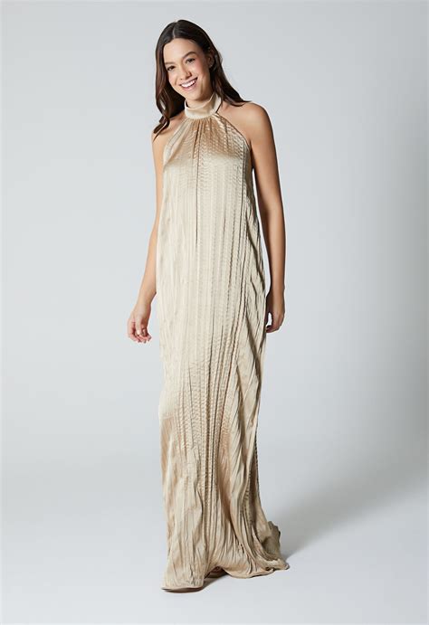 Vestido cuello halter largo para mujer - Tienda de ropa para mujer