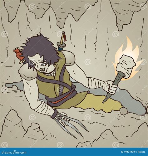Cave warrior stock vector. Illustration of ground, light - 49431439