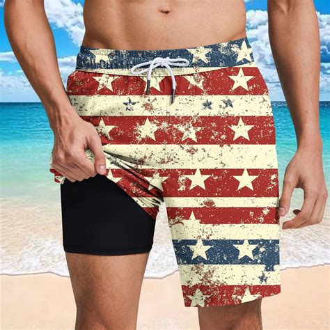 American Flag Swim Trunks Men 4th of July Shorts Men American Flag