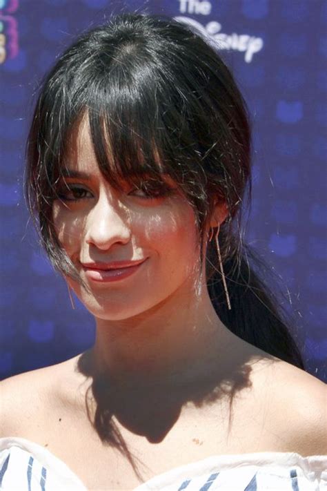 Camila Cabello Straight Dark Brown Choppy Bangs, High Ponytail, Ponytail Hairstyle | Steal Her