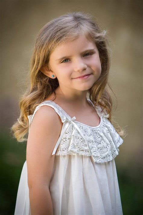 Girl White Beach Dress Portrait Summer Vacation Lace Flower girl ...