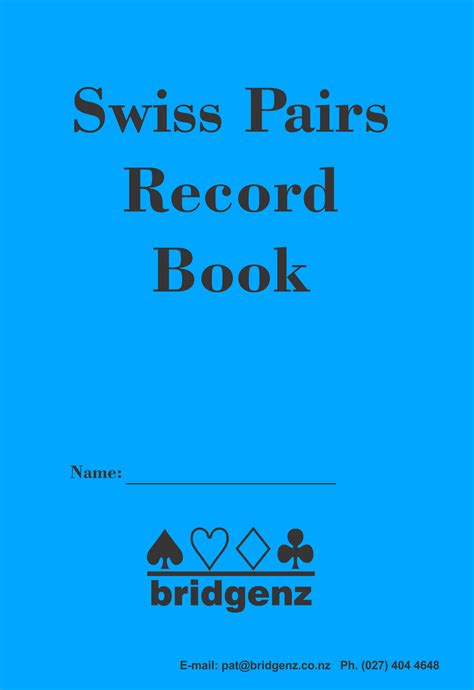 Bridge NZ - Swiss Personal Record Book