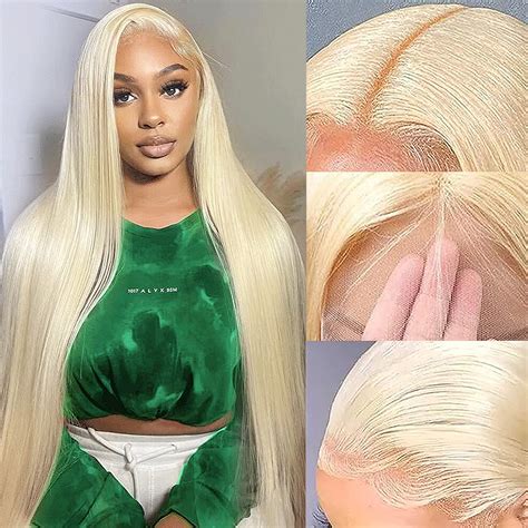 Amazon.com : BARROKO 613 Lace Front Wig Human Hair 200% Density Blonde