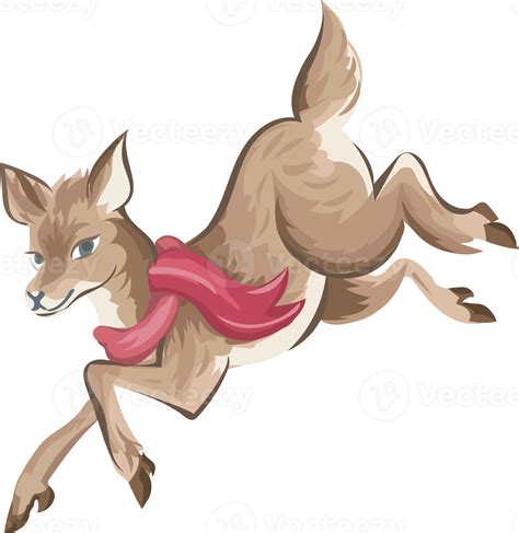 Christmas reindeer cartoon illustration, Transparent background ...