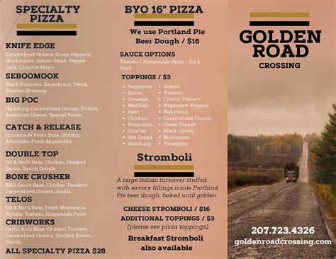 Menu – Golden Road Crossing