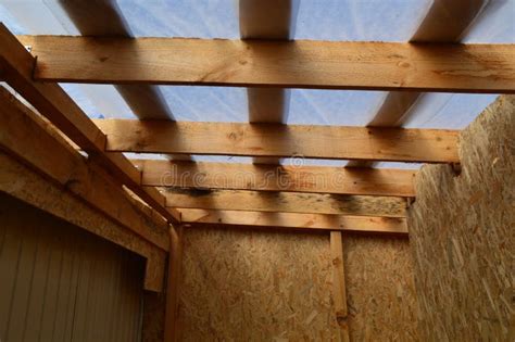 roof construction  roofing stock photo image  builder beams