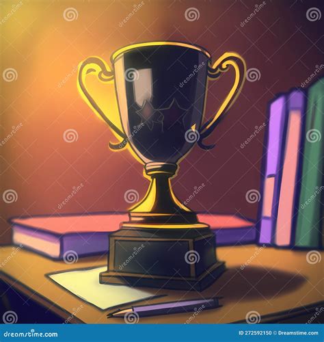 Trofeo De Lujo En La Escuela. Ai Generativo Stock de ilustración