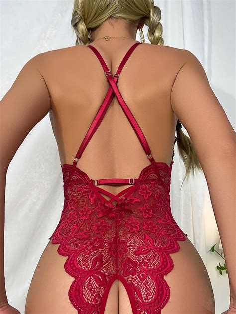 red-lingerie-lace-pajamas-lingerie-one-piece-lingerie-net-lingerie – Viexta
