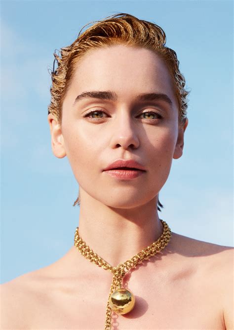 Emilia Clarke, blonde, blue eyes, face, women, actress, pink lipstick