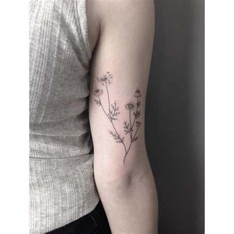 Hand-poked chamomile tattoo by Lara Maju - Tattoogrid.net