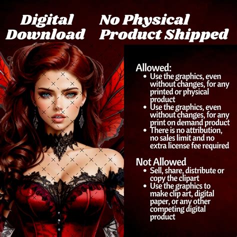 Red Gothic Victorian Fairies Clip Art, Gothic Fairy Clipart, Fairy