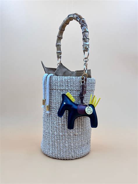 MAYA BUCKET BAG WITH HORSE CHARM Handmade Mix and Match Abaca Bucket B