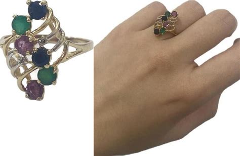 Goldschmuck vintage 14K 585er Gold Ring Goldring mit Diamant Rubin ...
