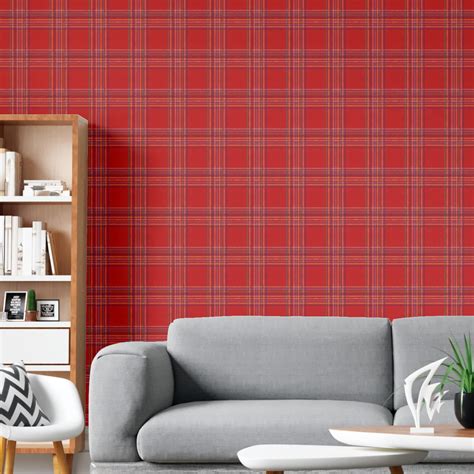 Обои флизелиновые Decoracion Виндзорская клетка 4 м красные 7072003 ...