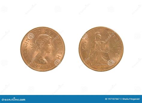 front     british penny isolated editorial photography
