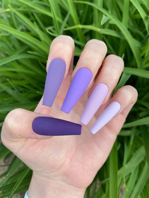 Purple Gradient Press On Nails / Matte Nails | Etsy