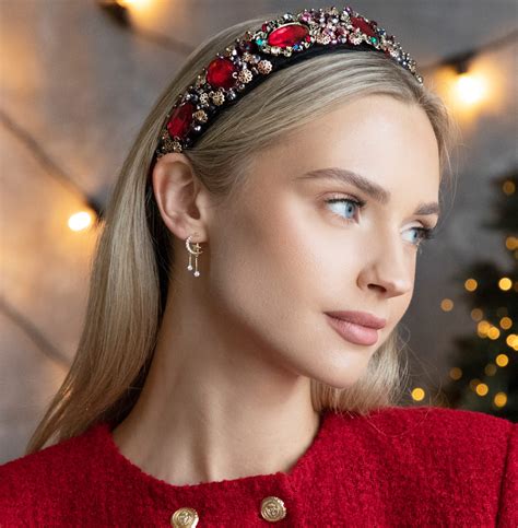 Lorianna red embellished headband - Evelyn & Rose