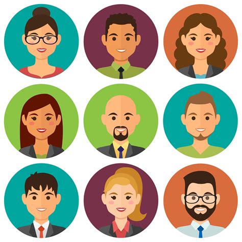 Business people round avatars 1261016 Vector Art at Vecteezy