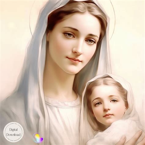 Mother Mary and Baby Jesus Printable Art 45 Instant Download Religious ...