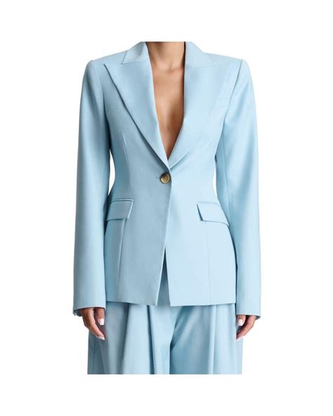 naked wardrobe  button blazer  blue lyst