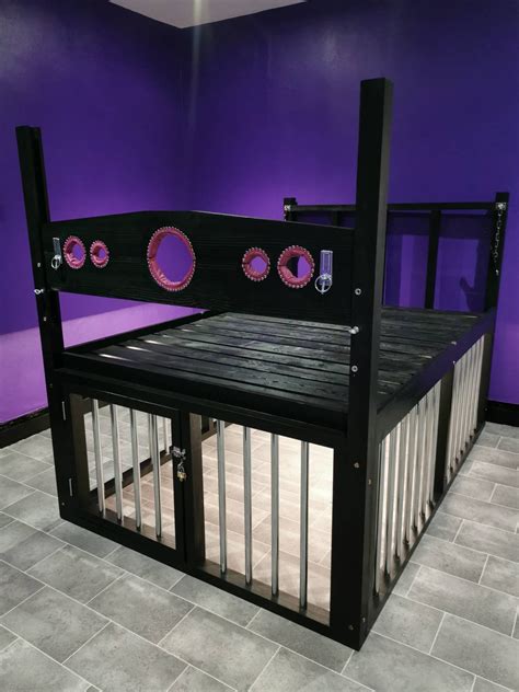 Black Woden Bondage Sex Bed With Cage BDSM Furniture Fetish - Etsy UK