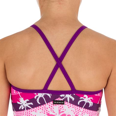 Haloa Girls' One-Piece Cross Back Swimsuit - Palmy Hollywood Pink