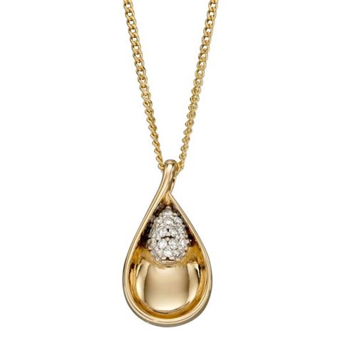 elements gold teardrop pendant dent jewellers