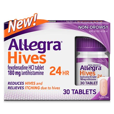 Allegra Hives 24 Hour Non-Drowsy Antihistamine Medicine Tablets for
