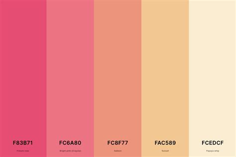 sunset color palette  hex codes