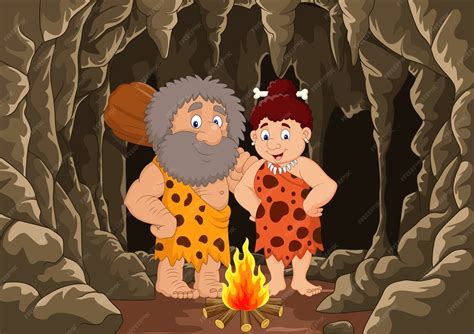 Desenhos Dos Homens Das Cavernas - Casal de homem das cavernas pré-históricos dos desenhos animados com ...