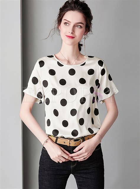 Tops | T-shirts | Stylish Polka Dot O-neck Loose T-shirt