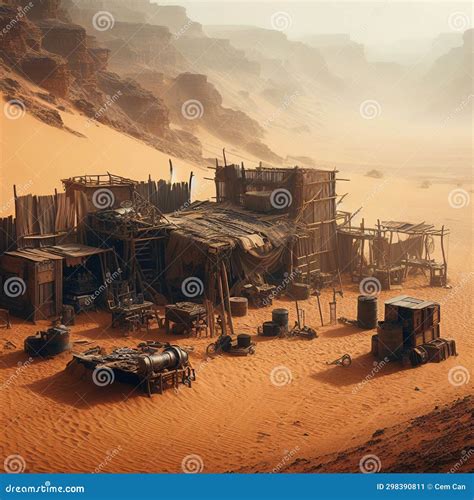 Desert Outpost In A Harsh, Unforgiving Environment, With Makeshift
