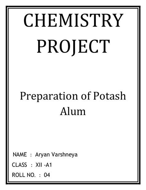 The Preparation Of Potash Alum