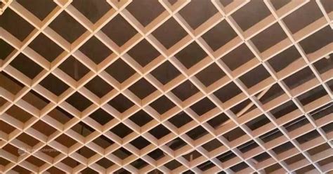 wood finish aluminium open cell ceiling  carmel kerala surya