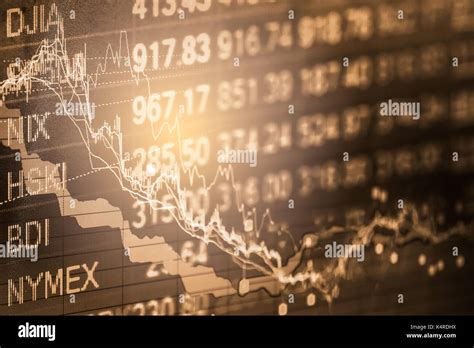 Index graph of stock market financial indicator analysis on LED