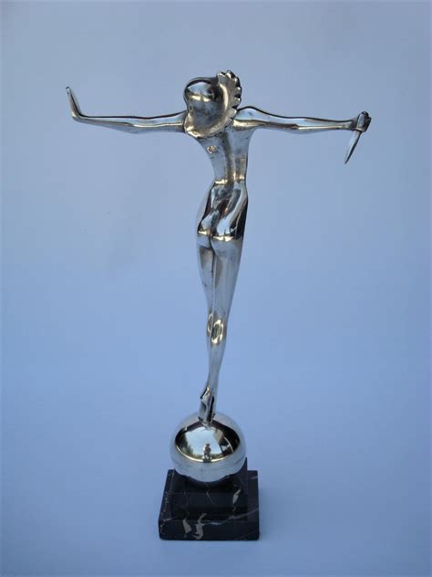 Art Deco Salome Nude Woman Silvered Bronze Sculpture, Sibylle May