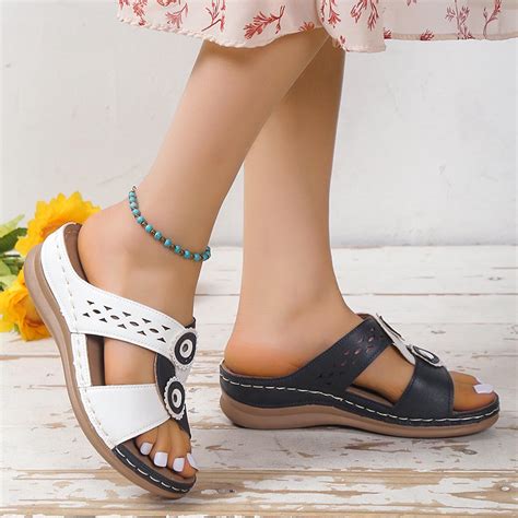 KBODIU Women's Platform Wedge Sandals with Arch Support Bohemian Floral