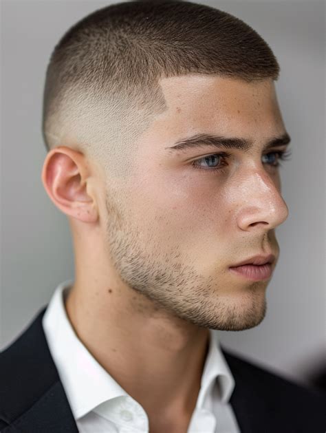 buzz cut fade haircut ideas  men featuring  taper mid drop
