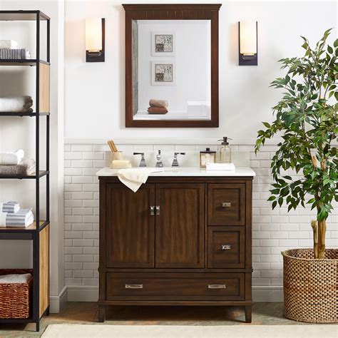 DHP Otum 36 Inch Bathroom Vanity with Sink, Dark Walnut Wood - Walmart.com