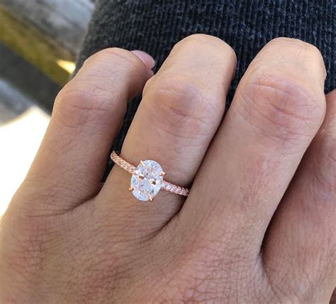 Rose Gold Oval Engagement Ring. 1 Ct Oval Cut Engagement Ring. High ...