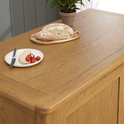 Cotswold Rustic Smoked Oak Two Seater Bar Kitchen Island with Oak Bar