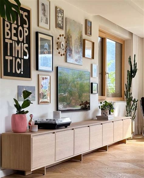 wall art  frame tv gallery wall ideas tv console styling modern