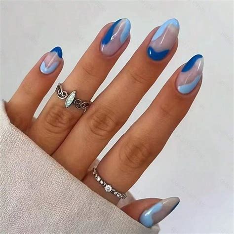 24 piezas Diseño previo de puntas de uñas en forma ovalada, con bloque ...