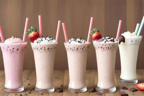 premium photo photo assortment  milkshake glasses  fruits