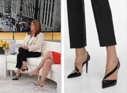 Outnumbered: January 2024 Tammy Bruce's Black Patent Leather Asymmetric Strap Heels | Shop Your TV