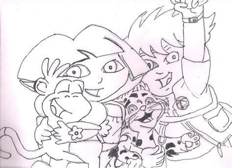 Dora and Diego Line Art by JohnReynolds on DeviantArt