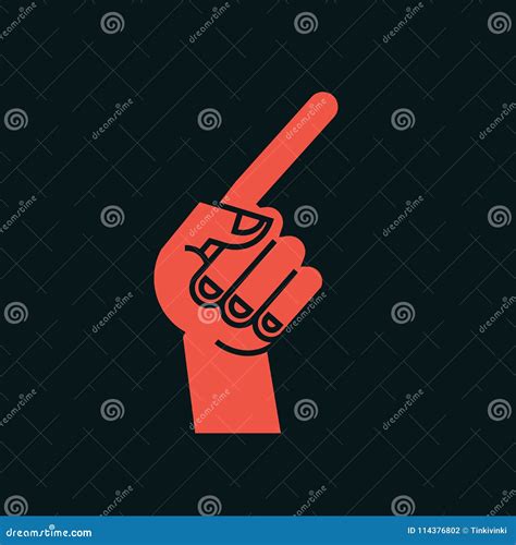 Gesture. Direction Sign. Stylized Hand with Index Finger Up, Thumb Bent