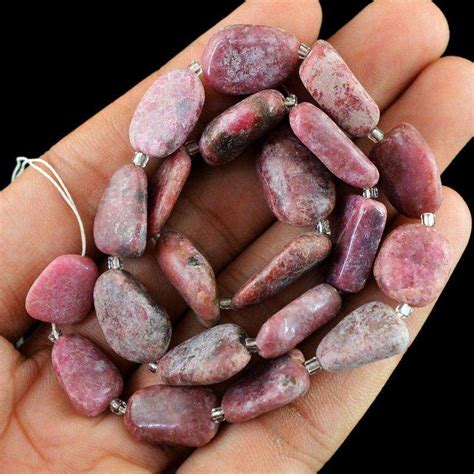 pink rhodonite beads strand natural untreated drilled