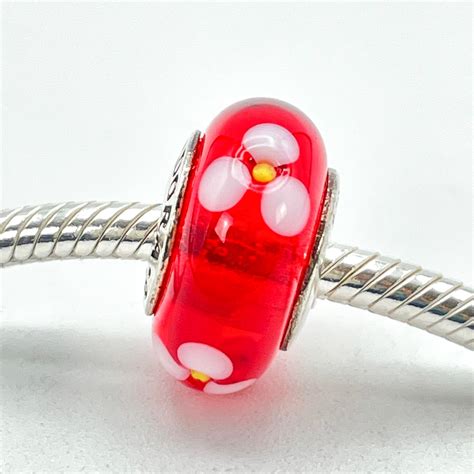 PANDORA Red Flowers Murano Glass Sterling Silver Charm – Legacy Collectors
