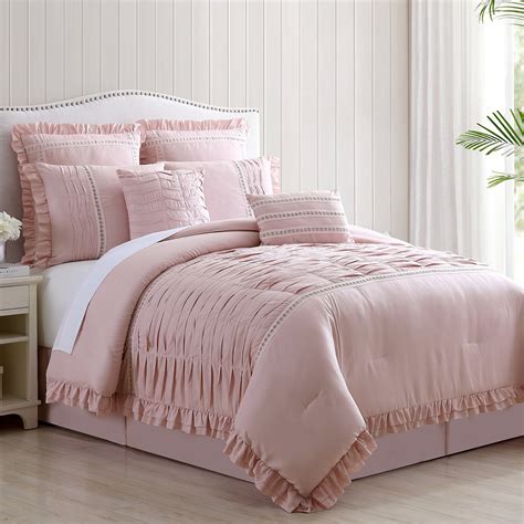 modern threads  piece antonella mauve pleated bed comforter set queen